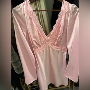 B Darlin Pink Lace Trim Robe
